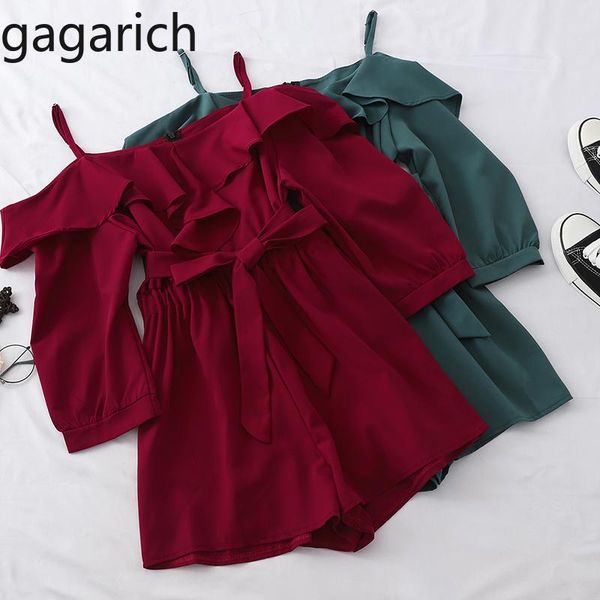 

women's jumpsuits & rompers gagarich women fashion ruffles jumpsuit ladies summer slash neck slip femme loose slim bodysuit wide leg sh, Black;white