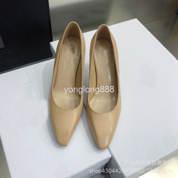 

dress shoes professional single shoes women's thin heels spring cowhide pointed shallow mouth work high, Black