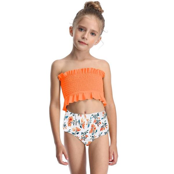 

child kids bikinis summer baby girls two piece swimsuits sleeveless wrap swimwear casual swimsuit two-piece suits