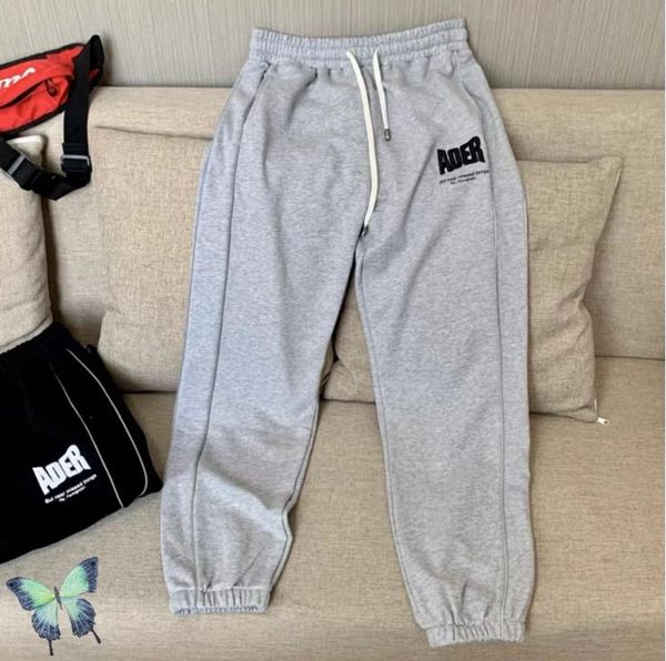 

men's pants reflective striped embroidery ader error men women fleece sweatpants, Black