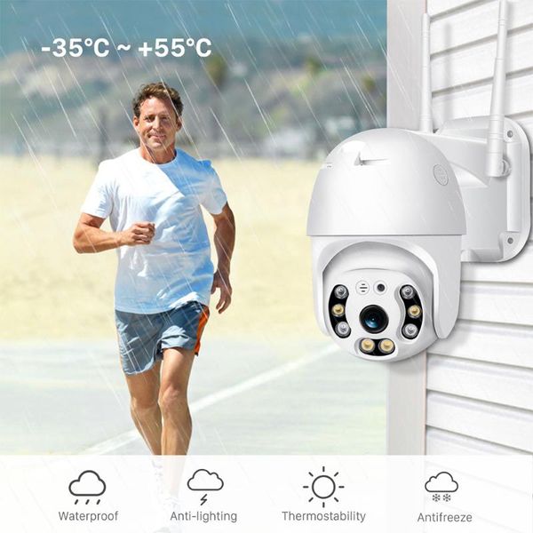 

camcorders us/uk/eu plug sw10 tuya hd 3mp ptz wifi 2 way four infrared lights + white speak audio cctv camera for outdoor home