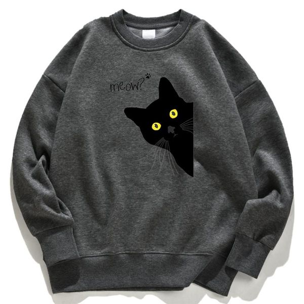 

men's hoodies & sweatshirts sweatshirt cute big black cat personality sportswear men retro brand mens o-neck fashion hoody man autumn t