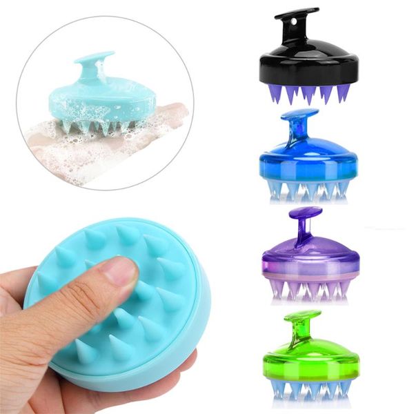 

hair brushes silicone head body scalp massage brush care tool comb shampoo washing shower bath spa slimming massaging, Silver
