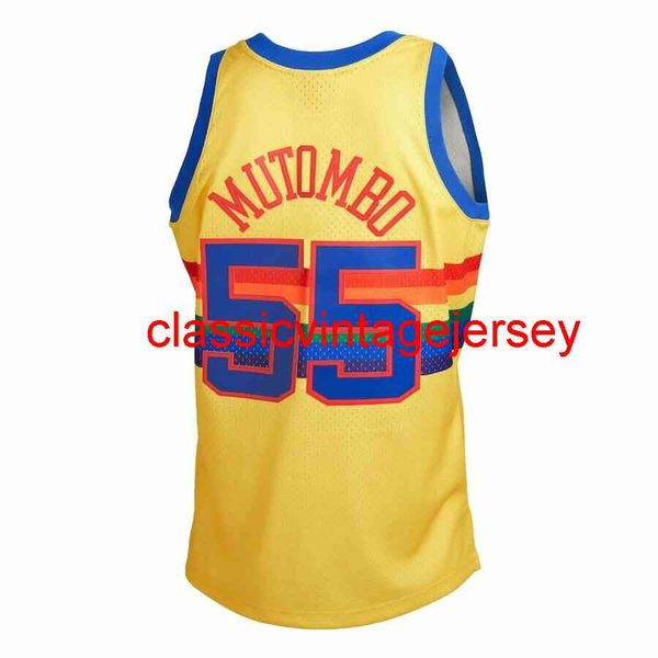 

mitchell & ness 1991-92 dikembe mutombo gold swingman jersey embroidery custom any name number xs-5xl 6xl, Black