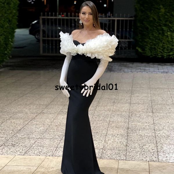 

luxury mermaid prom dresses off shoulder chic evening gowns african women formal party dress plus size, Black