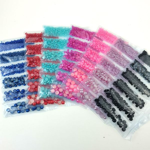 

1440pcs/bag mix size 2mm-7mm abs imitation pearls flatback nail art rhinestones 3d for crafts decorations, Silver;gold