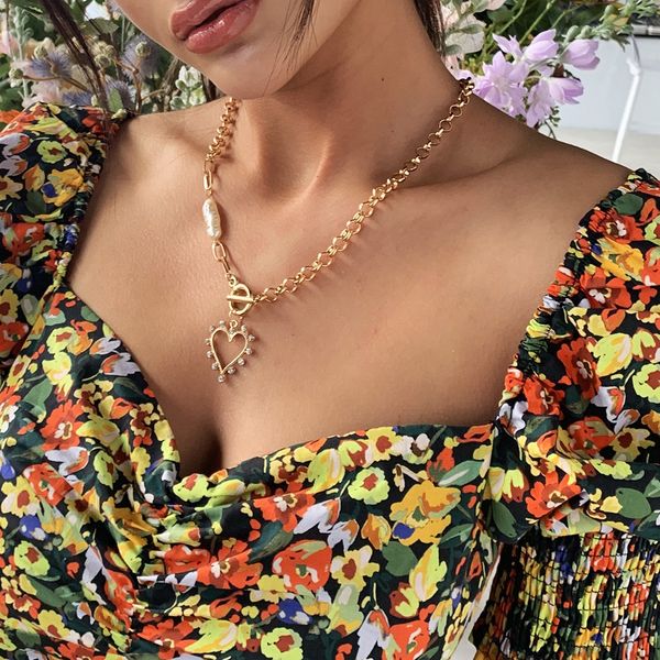 

n7523 necklace fashionable alloy creative geometric love pendant jewelry, Silver