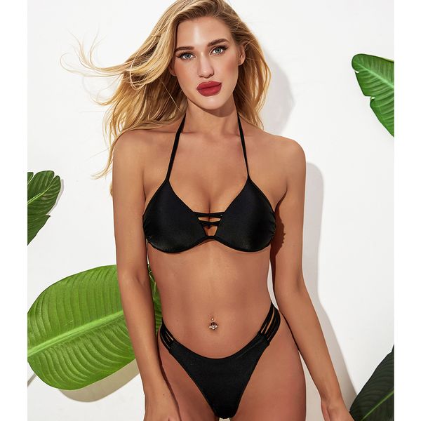 

bikini new pure black suit swimsuit for women in 2020, White;black