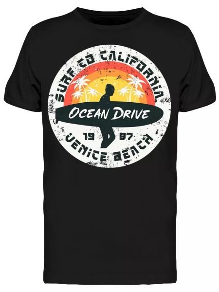 

surf ocean drive in california tee men's -image by shutterstock, White;black