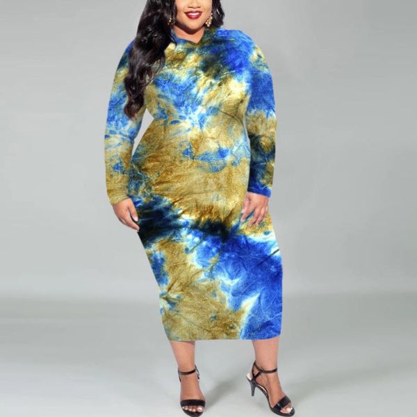 

casual dresses 2021 spring big size dress for women fat vintage printed full sleeve bodycon mid calf high waist elegant evening night party, Black;gray