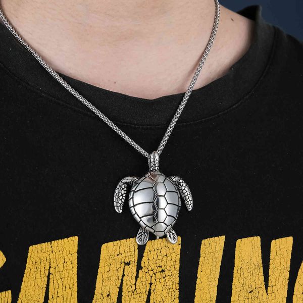 

necklace star same style stainless animal turtle titanium steel casting turtle pendant popular men's, Silver