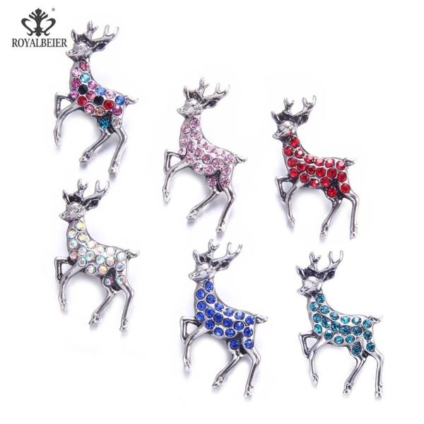 

charm bracelets royalbeier deer snap button wth rhinestone elk metal 18mm colorful diy charms for bracelet jewelry, Golden;silver