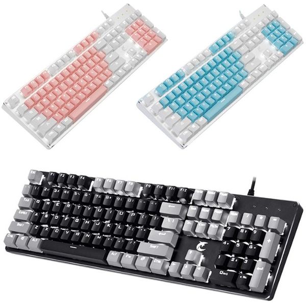 

real mechanical keyboard backlit rgb led gaming 104 key wired usb green axis game keyboards