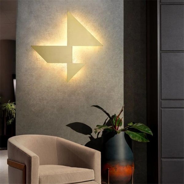 

wall lamp nordic geometric pattern golden wrought iron living room background decoration led fixture bedroom corridor lighting