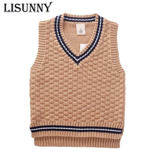 

cardigan 2021 preppy style autumn baby boys v-neck knit vest kids pullover student sweaters children clothing sleeveless spring coat, Blue