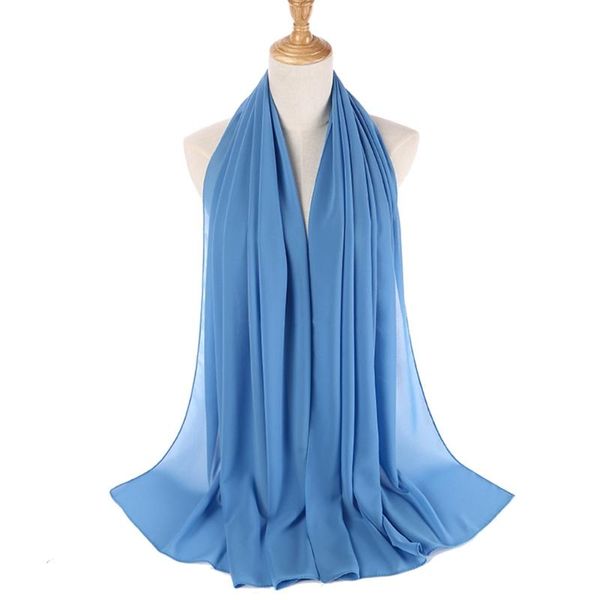 

scarves muslim bubble chiffon hijab scarf women solid color soft long shawls and wraps georgette islamic head ladies, Blue;gray