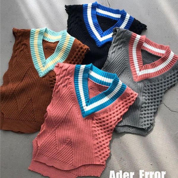 

men's sweaters ader error v-neck lrregular knitted vest women 1:1 quality fleece sleeveless adererror clothes female, White;black