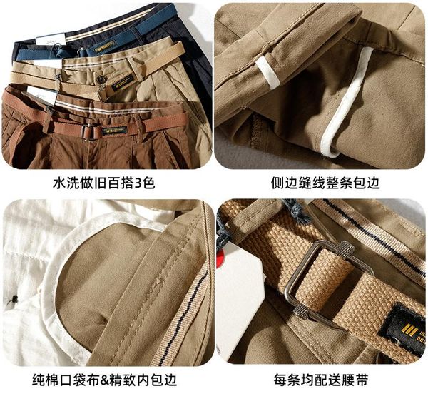 

men's pants k2171# 2021 japanese retro loose casual pencil fashionable washed old khaki elastic woven cropped tapered, Black