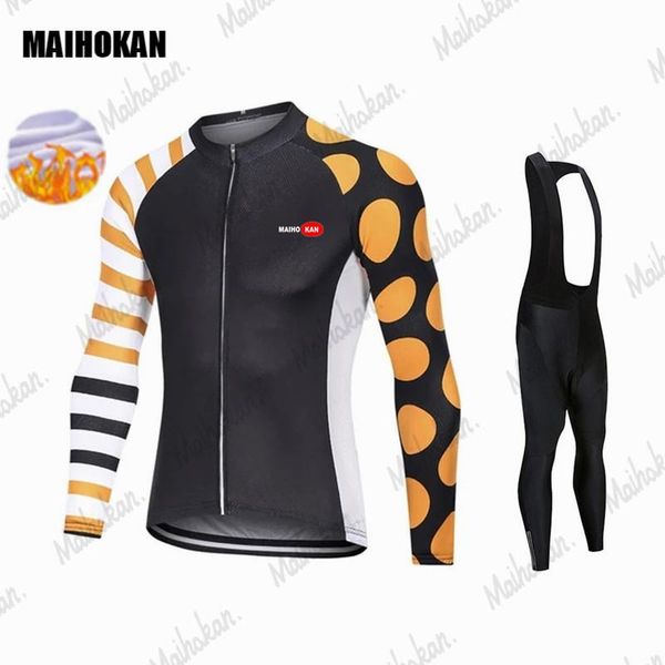 

racing sets 2021 winter thermal fleece men pro cycling jerseys set long sleeve bicycle clothes 20d gel pad bike clothing warm, Black;blue