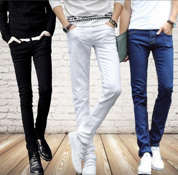 

men's jeans fashion slim fit casual hip hop jeans men denim streetwear teenagers pencil pants jean homme 7wf5, Blue