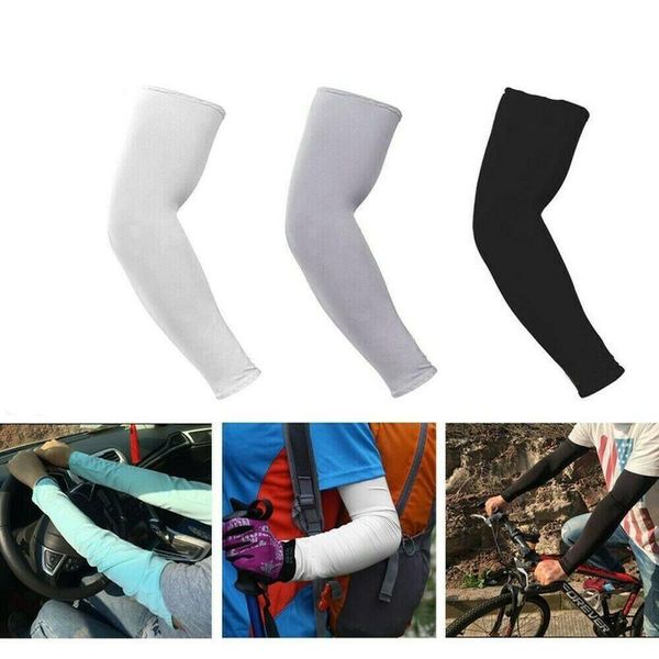 

pairs compression cooling arm sleeves cover basketball golf hiking outdoor sport uv sun protection men women elbow & knee pads, Black;gray