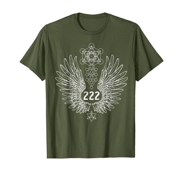 

angel number 222 sacred geometry healing t-shirt, White;black