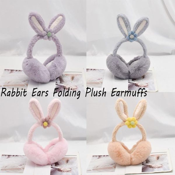 

berets cute winter ears folding plush earmuffs casual simple women's earcap for girls and boys ear cover earwarmers, Blue;gray