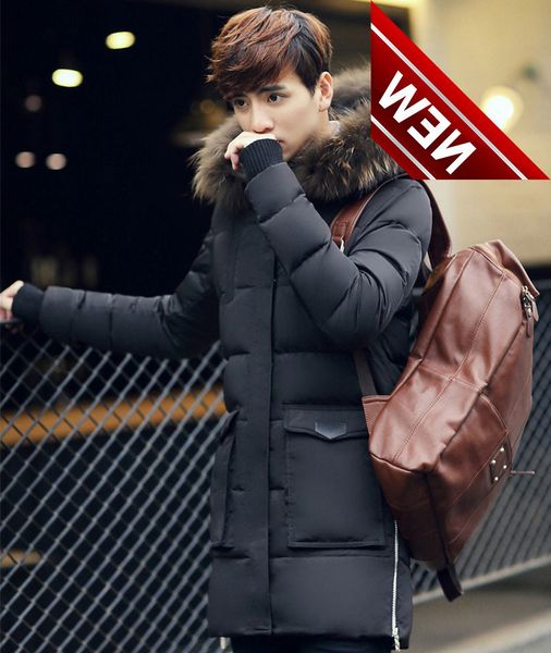 

men's fashion 2021 down winter warm jacket parka thick raccoon fur removable hooded duck jacket men plus size 3xl yyj0036, Black