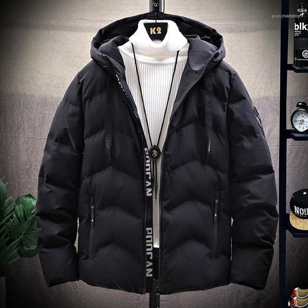 

men 2021 winter warm thick waterproof jacket parkas coat autumn outwear windproof hat hooded jacket1, Black