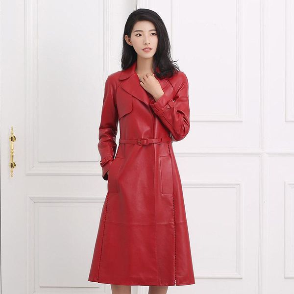 

women's leather & faux tajiyane 2021 genuine jacket women natural sheepskin coat female slim long parkas femme veste tn225, Black