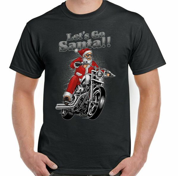 

Biker Let's Go Santa Herren Lustige Weihnachten Motorrad Fahrrad Motorrad Indian, White;black