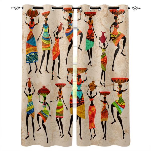 

ethnic african women blackout curatin bedroom kitchen decor curtains home for living room curtain & drapes
