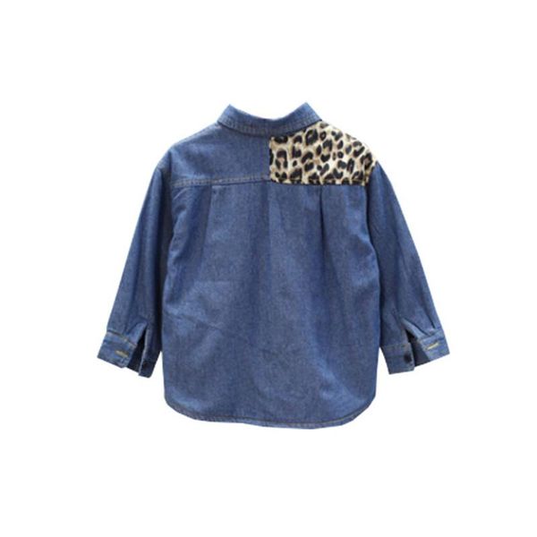 

girl's leopard print denim shirt shirts, White;black