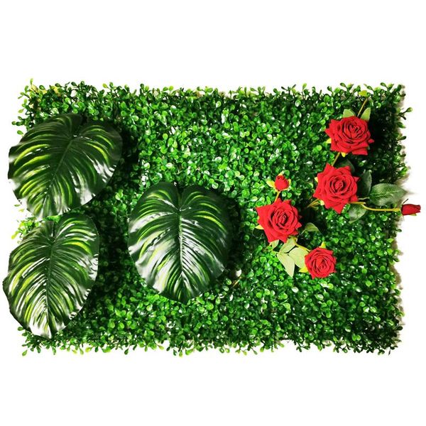 

decorative flowers & wreaths wedding background decoration rose flower simulation plant lawn artificial panel moss green grass grid square 4