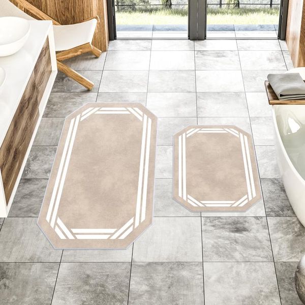 

carpets turkish toilet rug bath carpet set cream & white non-slip leather sole bathroom kilim home dry decoration artistic aesthetic mat