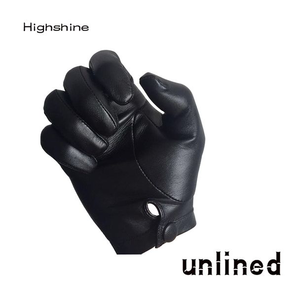 

highshine unlined wrist button one whole piece of sheep leather touch screen winter gloves for men black and browng, Blue;gray
