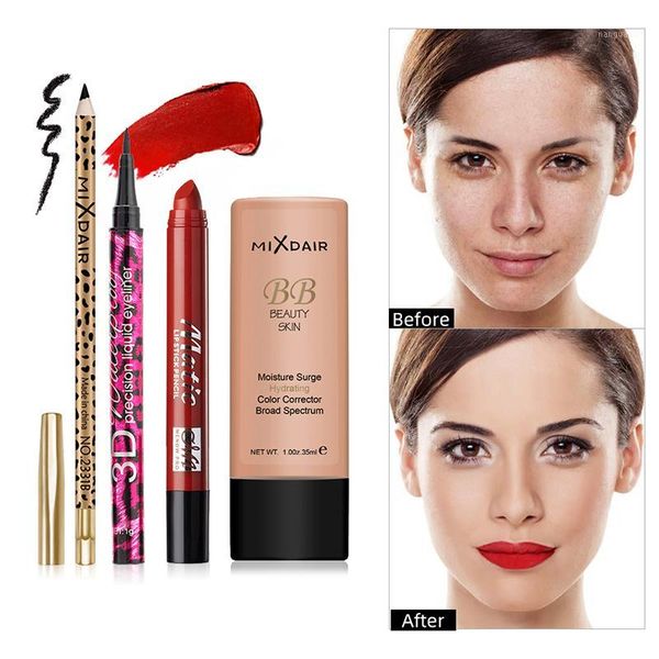 

4pcs concealer cream eyebrow pencil eyeliner long-lasting lipstick not blooming makeup set cosmetic q11