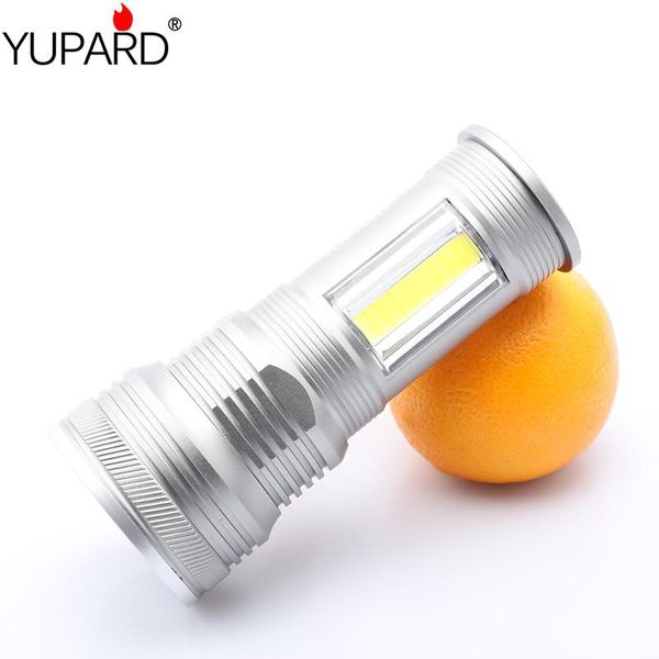 

super bright t6 led searchlight with side light cob red powered for outdoor camping fishing flashlights torches