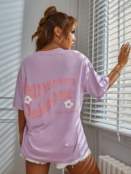 

letter graphic drop shoulder tee k24d#, White