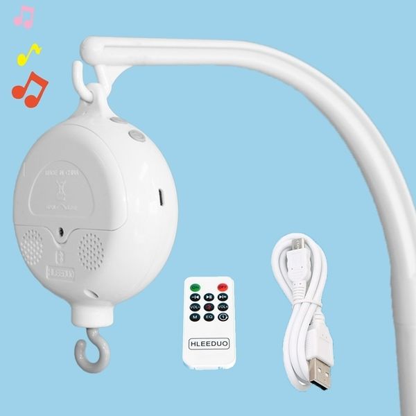 Bebê chocalho brinquedos 0-12 meses branco rotary mobile na cama capa de música recém-nascido cama Bampa recheado brinquedos suporte bracket bebê menino brinquedos 210320