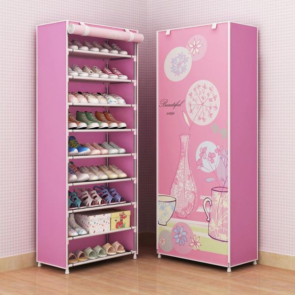 

clothing & wardrobe storage 4/5/6/8/10 layers shoe rack non-woven fabric waterproof dustproof cover shoes stands home organizer closet holde