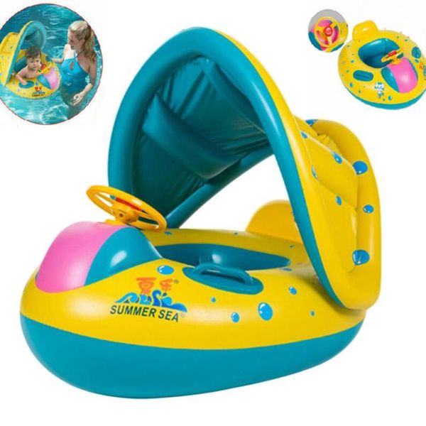 

baby children's swimming circle inflatable boat with loudspeaker sun block water life vest & buoy