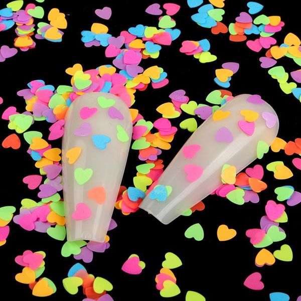 

neon sweet love heart sequins for valentine's day nail design glitter flakes art decorations gel polish manicure diy decals, Silver;gold