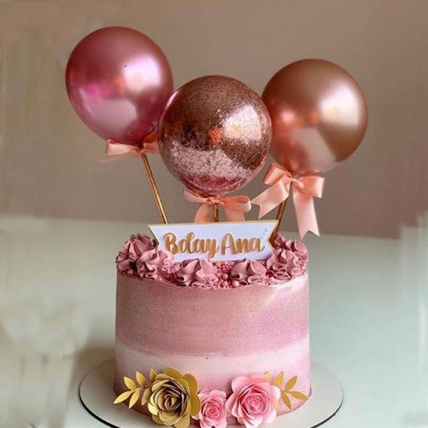 Outras festas de festas suprimentos decorações de aniversário metal bolo de ouro rosa topper chá de bebê decoração de casamento decoração crianças 1º