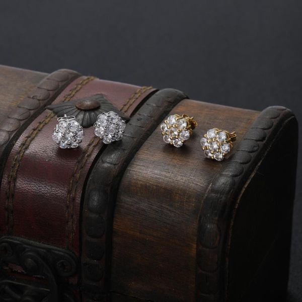 

stud hip hop bling brass earrings fashion e036, Golden;silver