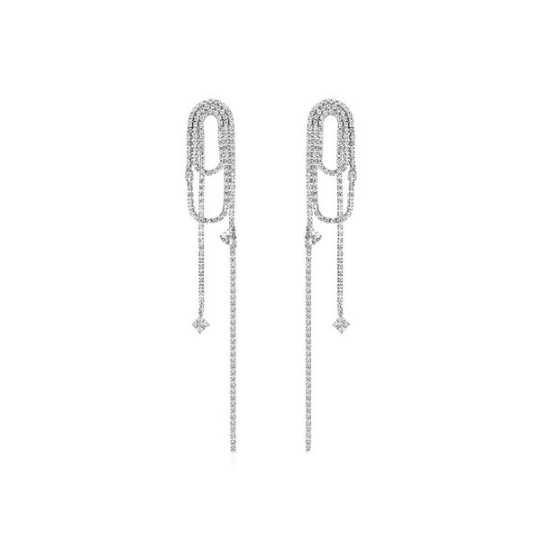 

luxury zeg designer evening banquet party series meteor earrings femininity long tassel earrings high sense ear jewelry, Silver