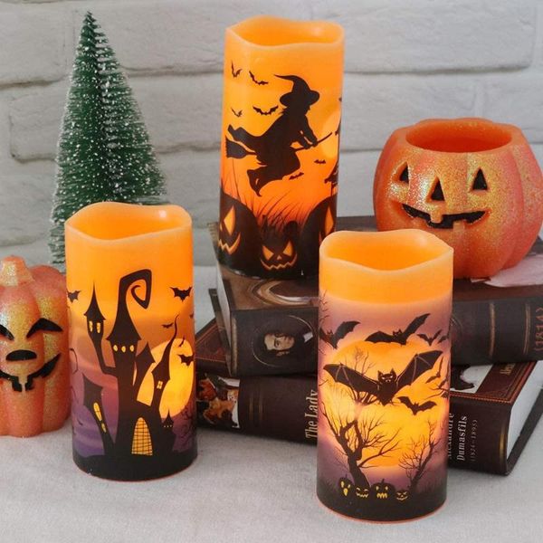 

strings 3pcs imitation candle halloween lamp led electronic frameless durable candles for party decoration nightlight