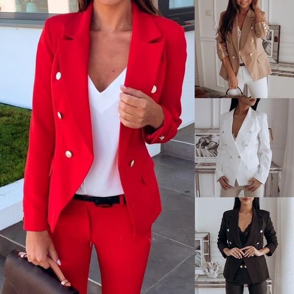 

women's suits & blazers womens long sleeve blazer coat office work ladies formal jacket double breasted thin outwear plus size 3xl nnt, White;black