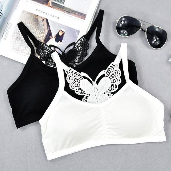 

bustiers & corsets women's bra tube fashion bow underwear sports lace tank up seamless soft female lingerie, Black;white