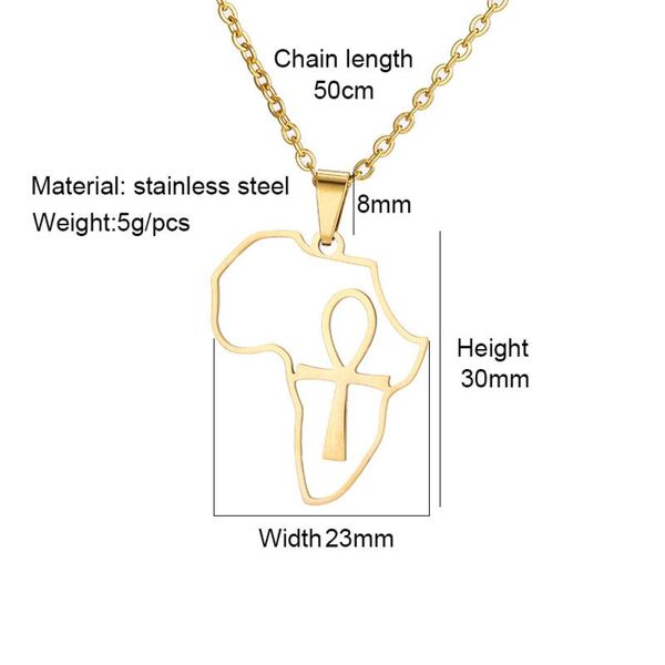

pendant necklaces african map middle hollow cross stainless titanium steel necklace, Silver